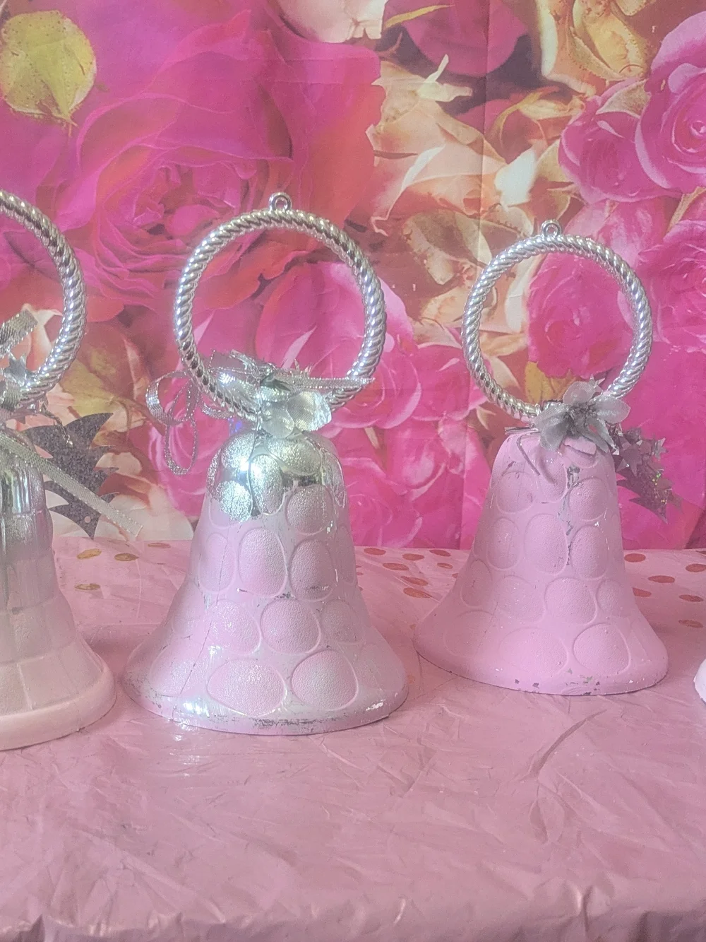 Hand painted Pink Party Bell Centerpiece Hanging Prop- Home Party Supplies